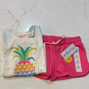 Cat & Jack Pineapple Tee and Pink Shorts Set Girl’s Size XS (4/5) NWT